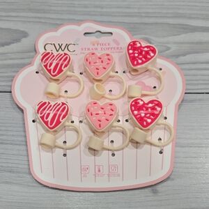CWC Heart-Shaped Straw Toppers Set